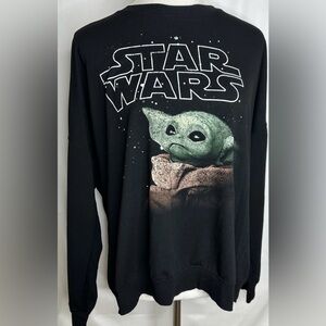 STAR WARS Women's Black  Baby Yoda Graphic Pullover Sweatshirt XL